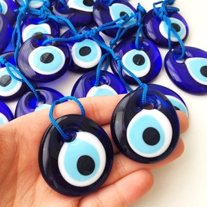Blue Glass Evil Eye Bead, 4.5cm Glass Turkish Nazar Boncuk, Greek Evil Eye Charm Beads, Evil Eye Party Favor Supplies, DIY Evil Eye Supplies