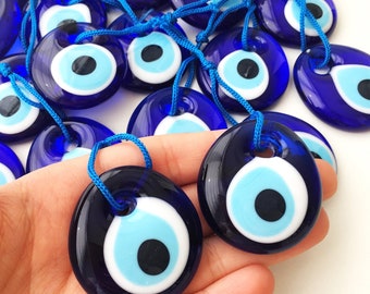 Blue Glass Evil Eye Bead, 4.5cm Glass Turkish Nazar Boncuk, Greek Evil Eye Charm Beads, Evil Eye Party Favor Supplies, DIY Evil Eye Supplies