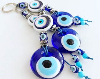 Porte-clés mauvais œil, mauvais œil en verre bleu, turc Nazar Boncuk, porte-clés œil grec, cadeau de protection bonne chance, perle mauvais œil, breloque pour sac œil