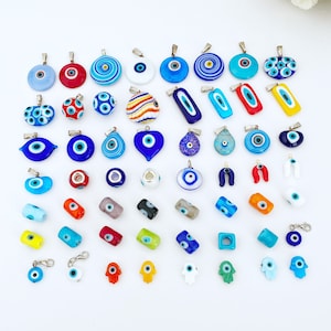 Murano Evil Eye Bead, Glass Murano Pendant, Evil Eye Necklace, Handmade Evil Eye Charm, Blue Red Evil Eye, DIY Supply, Jewelry Making Beads