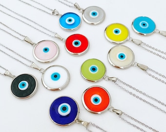 Silver Murano Evil Eye Necklace, Handmade Murano Bead, Lucky Charm Necklace, Protection Necklace, Greek Evil Eye Jewelry, Nazar Boncuk