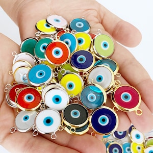 Evil Eye Connector Beads, Murano Glass Evil Eye Beads, Evil Eye Bracelet Connectors, Greek Evil Eye Jewelry, Jewelry Supply Making DIY