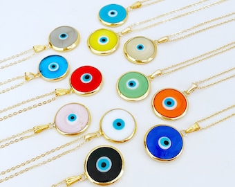 Evil Eye Necklace, Glass Murano Pendant, Lucky Charm Necklace, Handmade Evil Eye Charm Necklace, Turkish Evil Eye, Protection Jewelry, Nazar