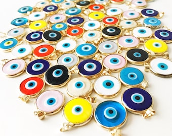 evil eye bead, bulk, murano glass beads, evil eye pendant, evil eye charm, gold evil eye charm, 24K gold frame, malocchio, gold pendant