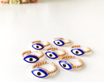 Blue evil eye ring, adjustable ring, dainty ring, rose gold jewelry, evil eye jewelry, oval evil eye bead, joint rings, blue evil eye, greek