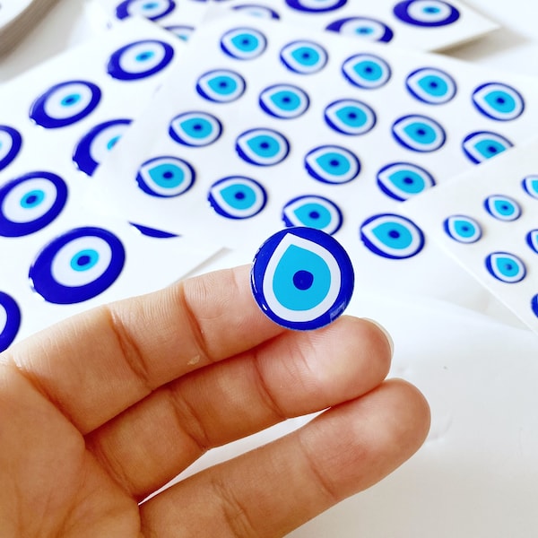 Evil Eye Sticker Pack, Planner Sticker, Sticker Sheet at Various Sizes, Embossed Bracelet, Turkish Evil Eye Bead, Vinyl Sticker, Protection