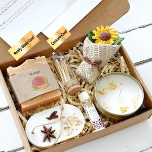 Personalized Birth Flower Gift Box: Soy Candle, Turkish Coffee & Crochet