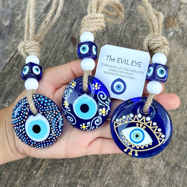 Unique Christmas Gift Ideas, 50% SALE, Evil Eye Wall Hanging, Evil Eye Gift Box, House Protection, Greek Evil Eye Bead, Greek Wedding Favors