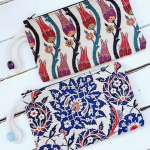 Handgemachte Tulpen-Geldbeutel - Boho Webstoff-Tasche, Geschenk für Mutter, Reise-Make-up-Tasche, Kreditkartenetui, niedliche Kupplung für Frauen