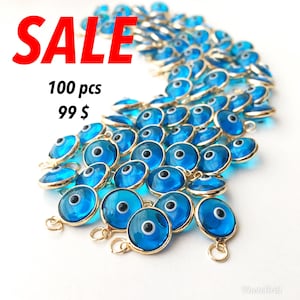 Evil eye charm, bulk set 100 pcs, evil eye beads, turquoise evil eye charms, wholesale evil eye, evil eye necklace charm, jewelry diy image 1