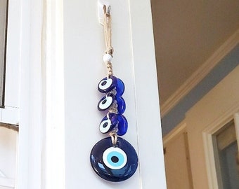 Greek Evil Eye Wall Hanging, BEST SELLING Wall Decor, Blue Evil Eye Beads, New Home Gift, Protection Home Decor