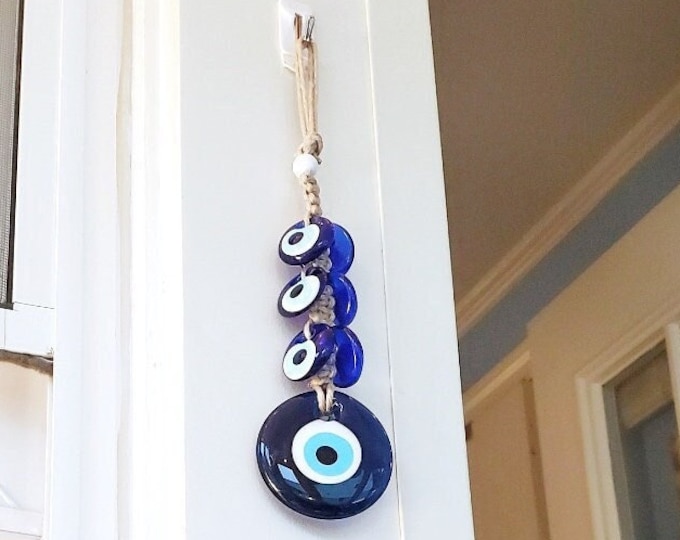 Greek Evil Eye Wall Hanging, BEST SELLING Wall Decor, Blue Evil Eye Beads, New Home Gift, Protection Home Decor, Christmas Decor Gift
