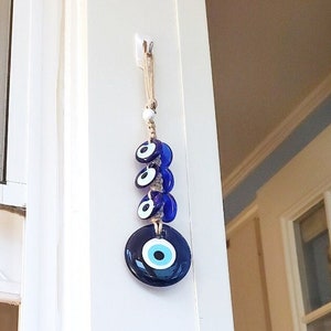 Greek Evil Eye Wall Hanging, BEST SELLING Wall Decor, Blue Evil Eye Beads, New Home Gift, Protection Home Decor