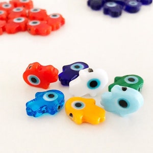 Glass Hamsa Evil Eye Charm, Turkish Hamsa Hand Bead, Evil Eye Jewelry Making DIY, Evil Eye Necklace, Hamsa Hand Connector Bead