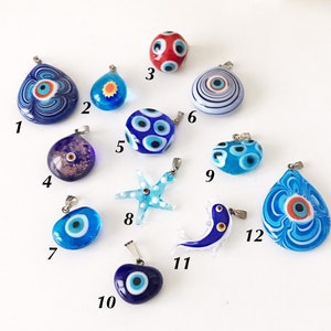 Murano Glass Evil Eye Pendant, Greek Evil Eye Charm, Lamp Work Evil Eye Bead, Evil Eye Necklace, Protective Jewelry, DIY Jewelry Making