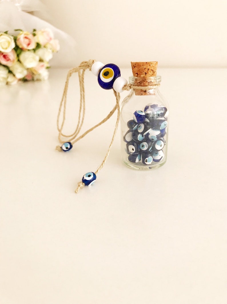 rustic wedding favor cork bottle favors eye Wedding favors for guests mini bottle wedding favors greek wedding favors evil eye beads