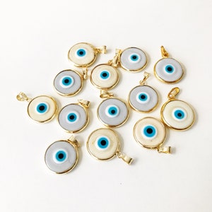 Evil eye beads 5 pcs, murano glass beads, evil eye charm for necklace, glass evil eye charms, evil eye necklace, ojoturco charms, maldeojo image 4