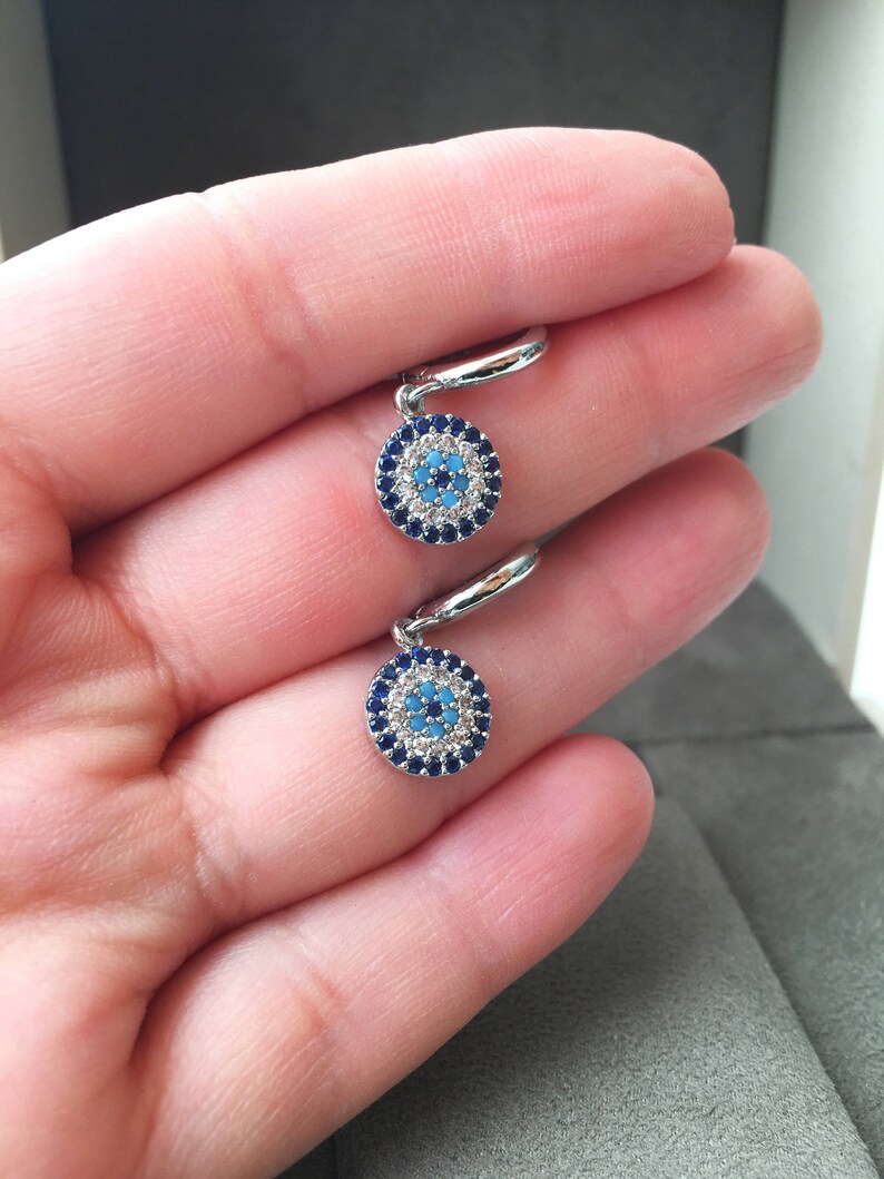 evil eye hoop earrings silver