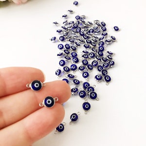 Mini Glass Evil Eye Beads, Blue Evil Eye Charm, Connectors for Unique Jewelry Making, Glass Beads for Bracelets and Necklaces, Good Luck bild 7