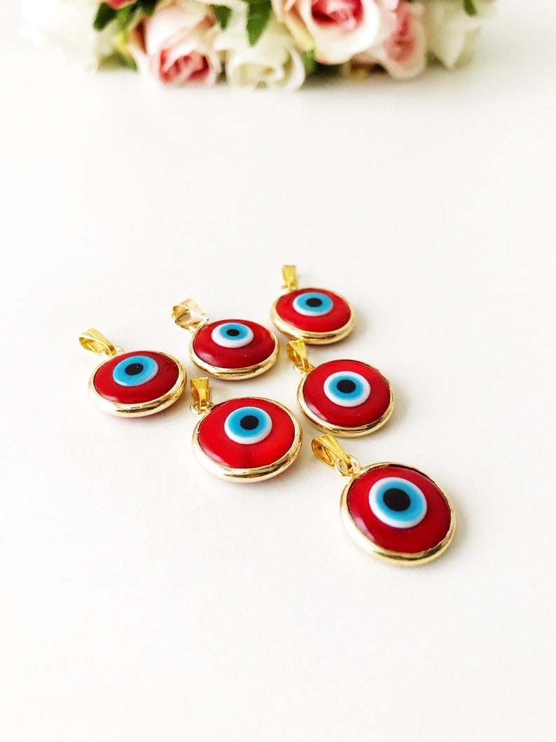 Evil Eye Bead Red Evil Eye Bead Murano Bead Glass Evil Eye Etsy