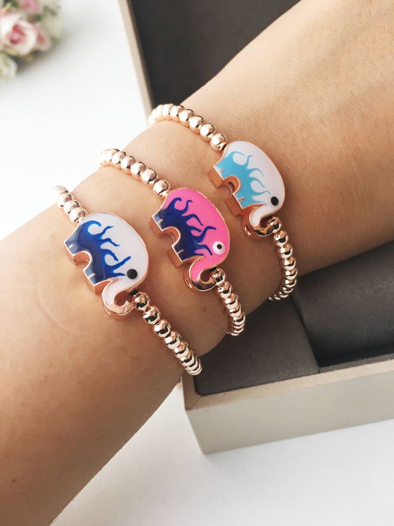Elephant Bracelet Elephant Charm Bracelet Evil Eye Bracelet Etsy