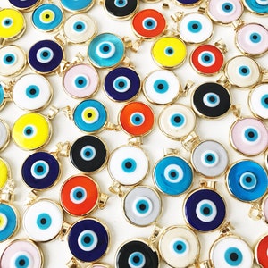 evil eye bead, bulk, murano glass beads, evil eye pendant, evil eye charm, gold evil eye charm, 24K gold frame, malocchio, gold pendant image 8