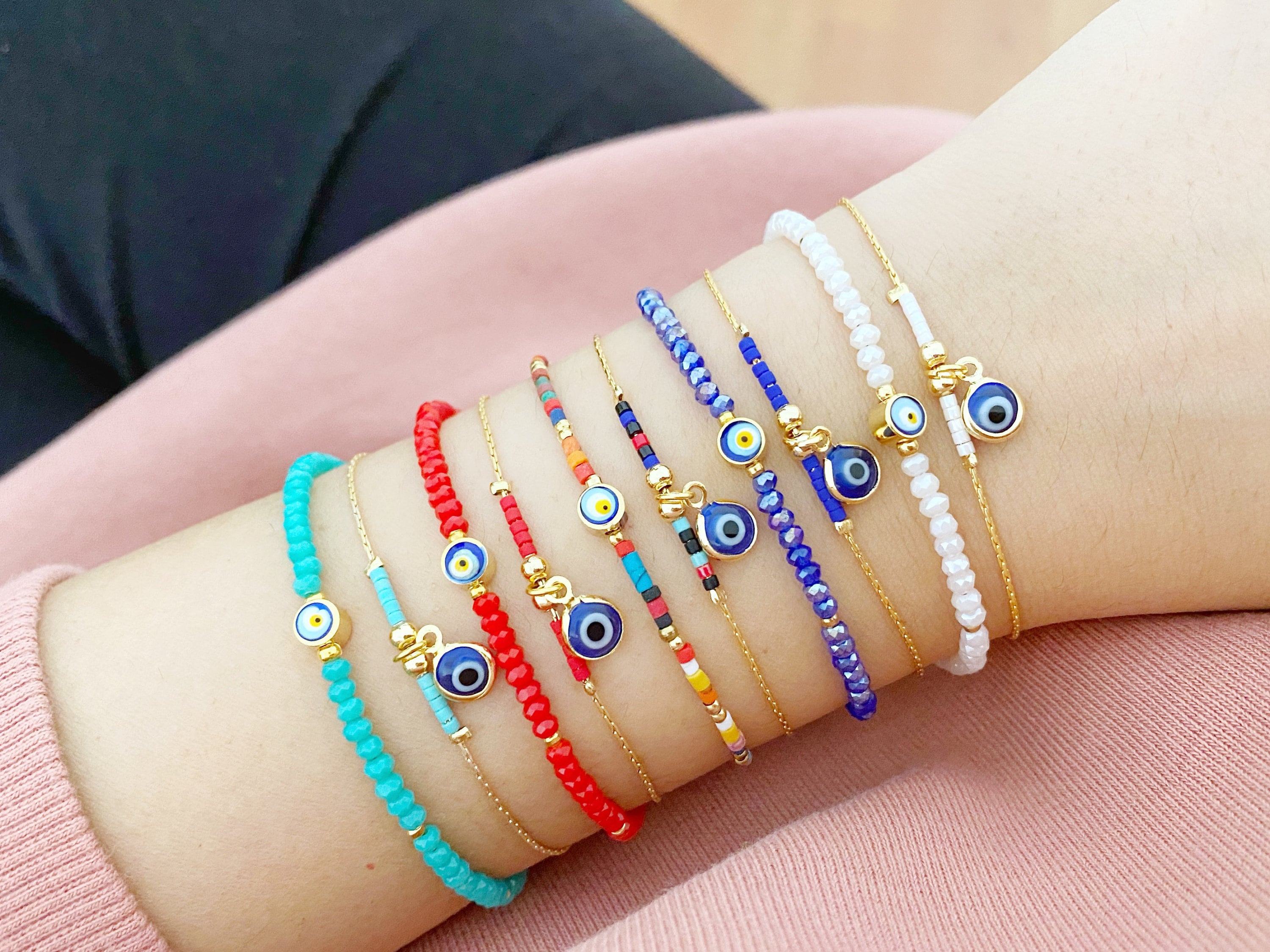 Evil eye on sale seed bead bracelet