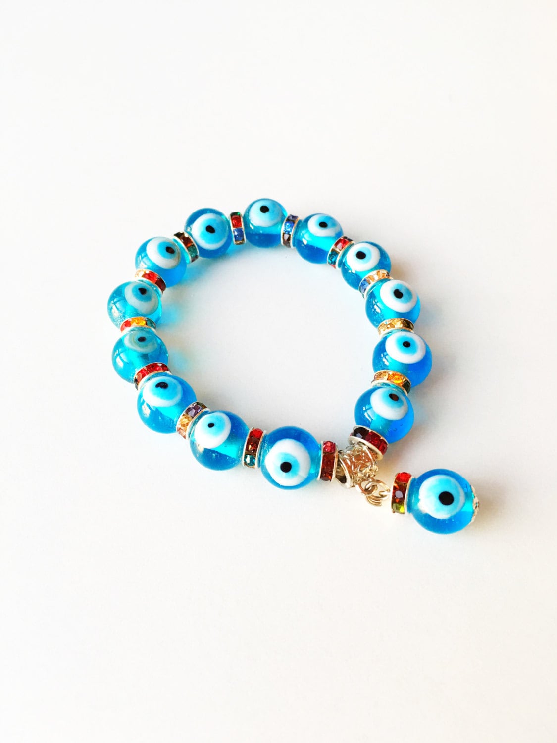 FREE SHIPPING Evil Eye Charm Bracelet Glass Evil Eye Etsy