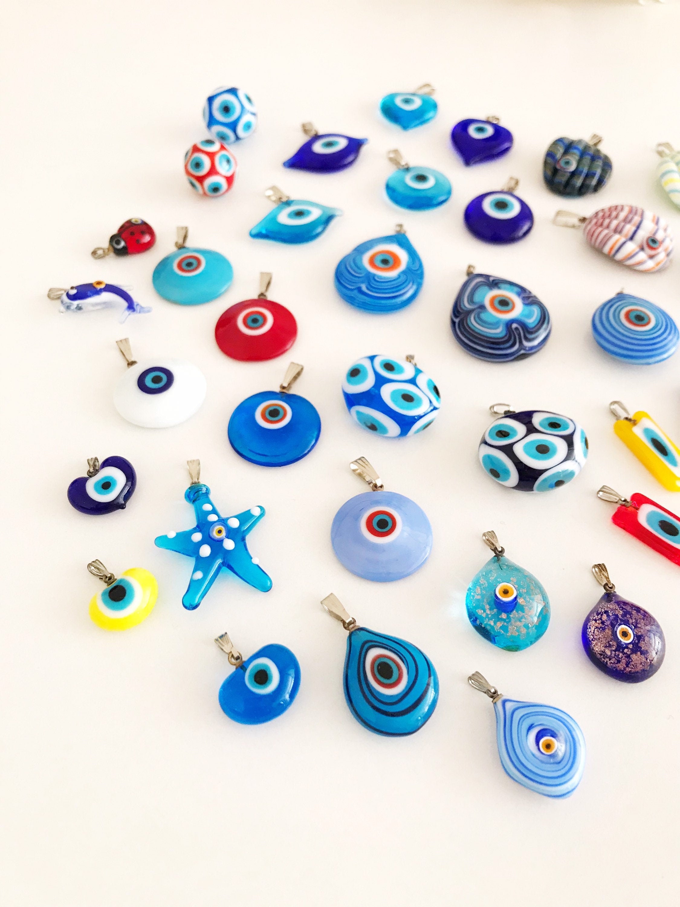 Evil Eye Murano Bead, Murano Evil Eye Pendant, Evil Eye Necklace, Evil Eye Murano Pendant, Blue Evil Eye, DIY Evil Eye Necklace