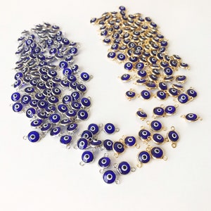 Mini Glass Evil Eye Beads, Blue Evil Eye Charm, Connectors for Unique Jewelry Making, Glass Beads for Bracelets and Necklaces, Good Luck bild 5