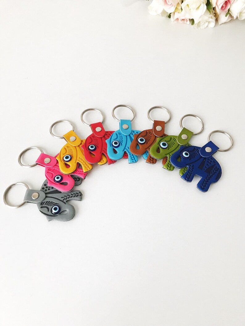 Elephant Keychain Evil Eye Keychain Elephant Keyrings Yoga Etsy