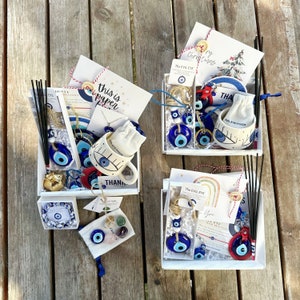 Christmas Gift Box Evil Eye, Greek Evil Eye Bead Jewelry, Gift Basket for Men Women, Self Care Package, House Protection, Spiritual Gift Box image 9