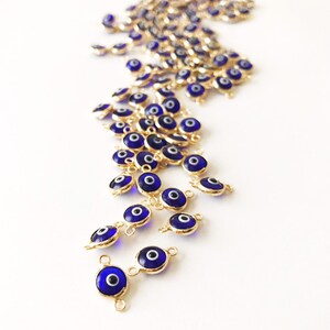 Mini Glass Evil Eye Beads, Blue Evil Eye Charm, Connectors for Unique Jewelry Making, Glass Beads for Bracelets and Necklaces, Good Luck bild 8