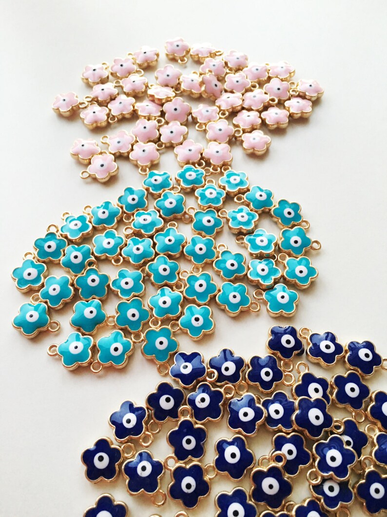 5 Pcs Four Leaf Clover Evil Eye Pendant Four Leaf Clover Etsy