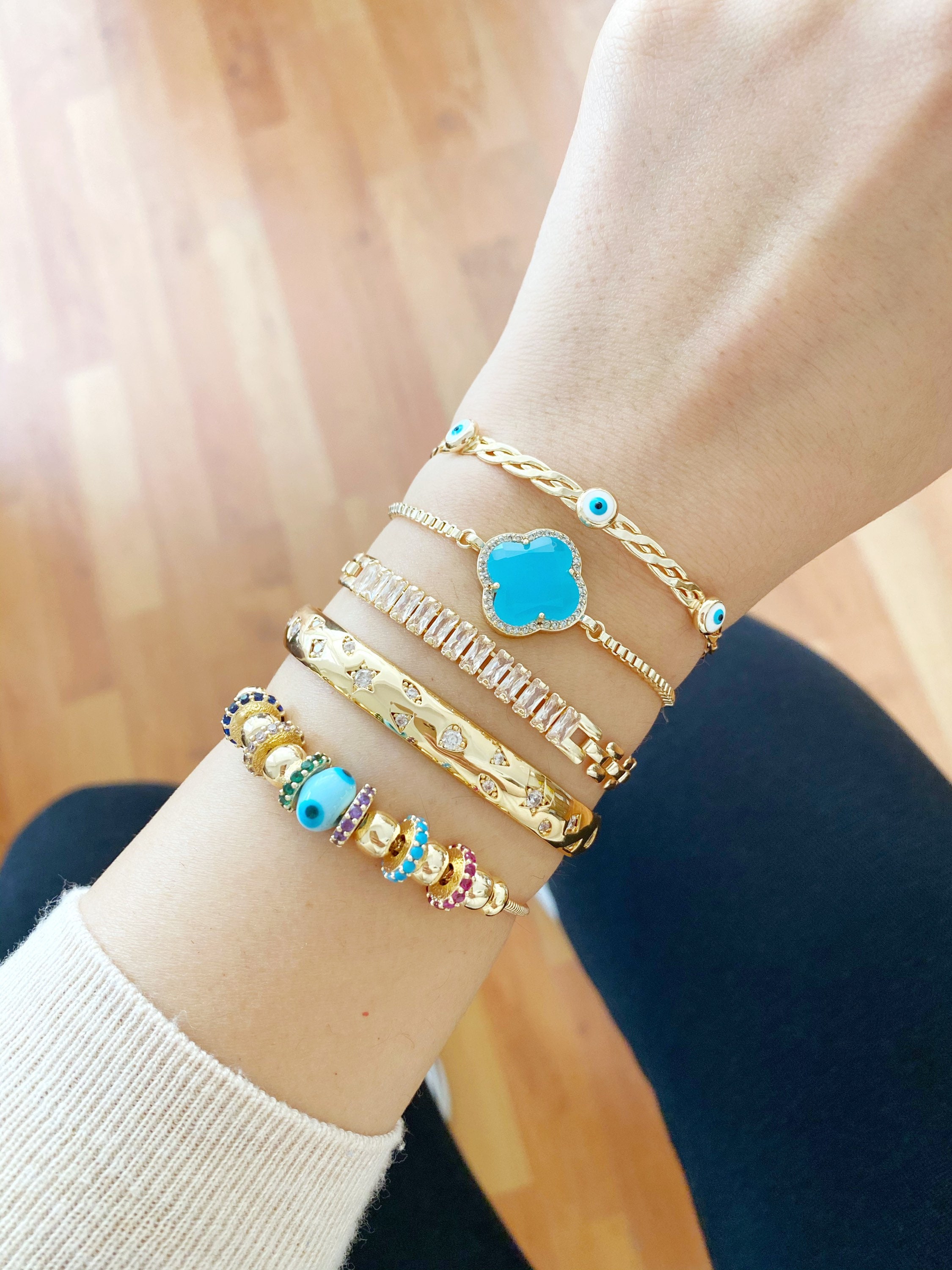 Evil Eye Bracelet Blue Glass Pandora Charm Evil Eye Cuff Etsy