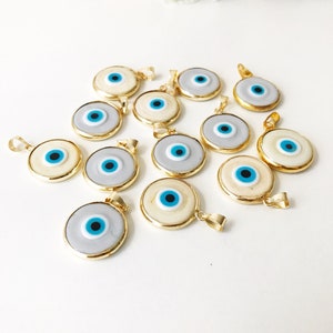 Evil eye beads 5 pcs, murano glass beads, evil eye charm for necklace, glass evil eye charms, evil eye necklace, ojoturco charms, maldeojo image 6
