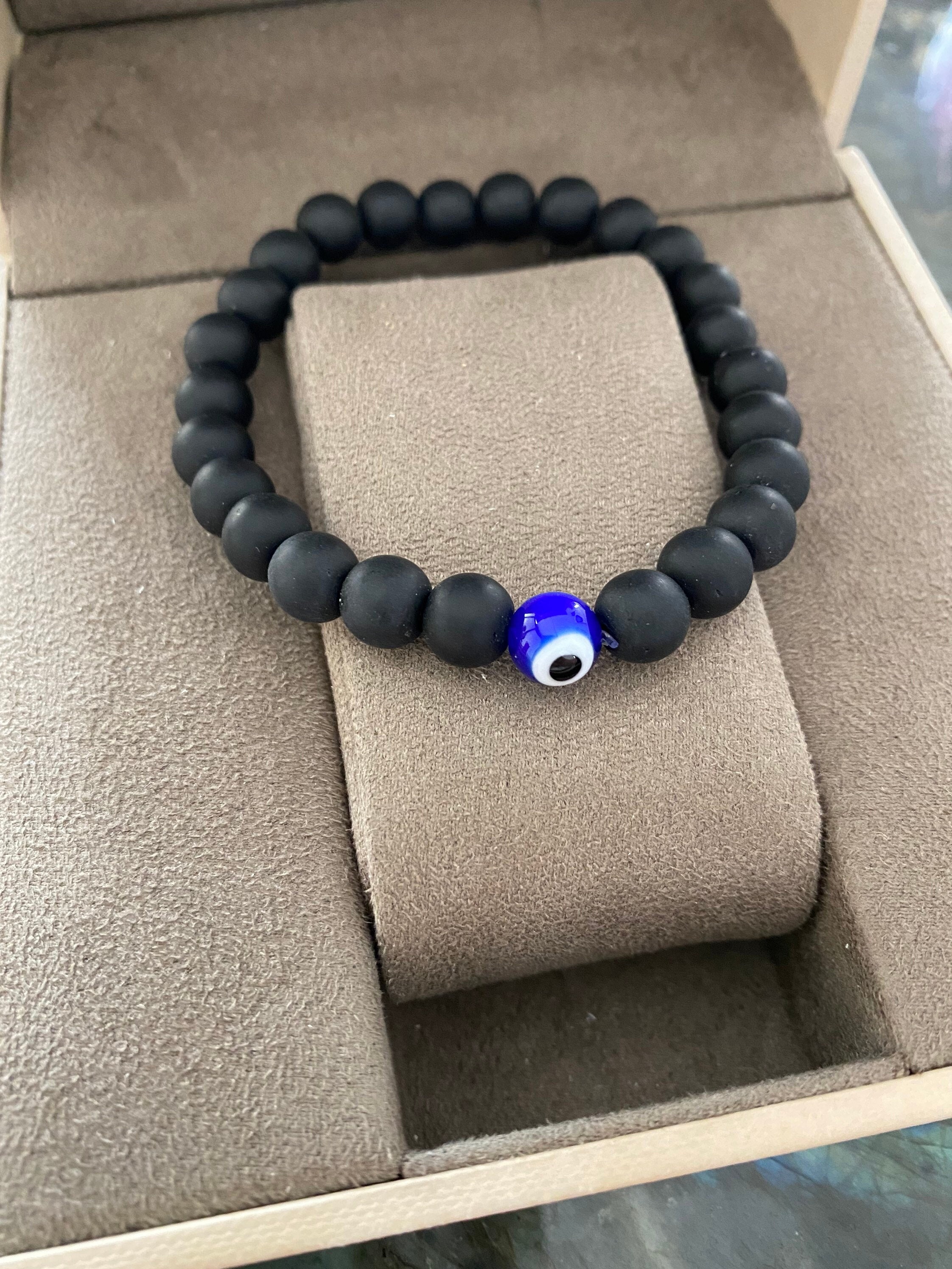 Evil Eye Bracelet for Men Natural Stone Onyx Bead Bracelet - Etsy