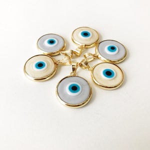 Evil eye beads 5 pcs, murano glass beads, evil eye charm for necklace, glass evil eye charms, evil eye necklace, ojoturco charms, maldeojo image 2