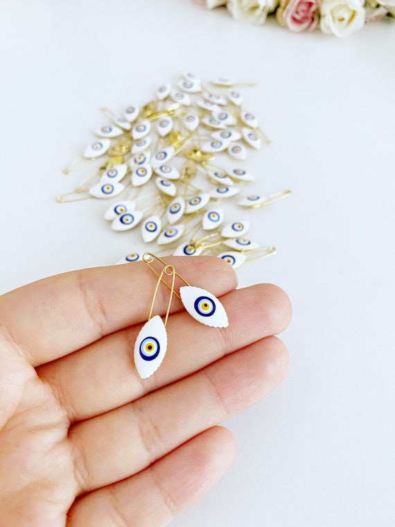 White Evil Eye Safety Pin Lucky Evil Eye Pin Evil Eye Brooches