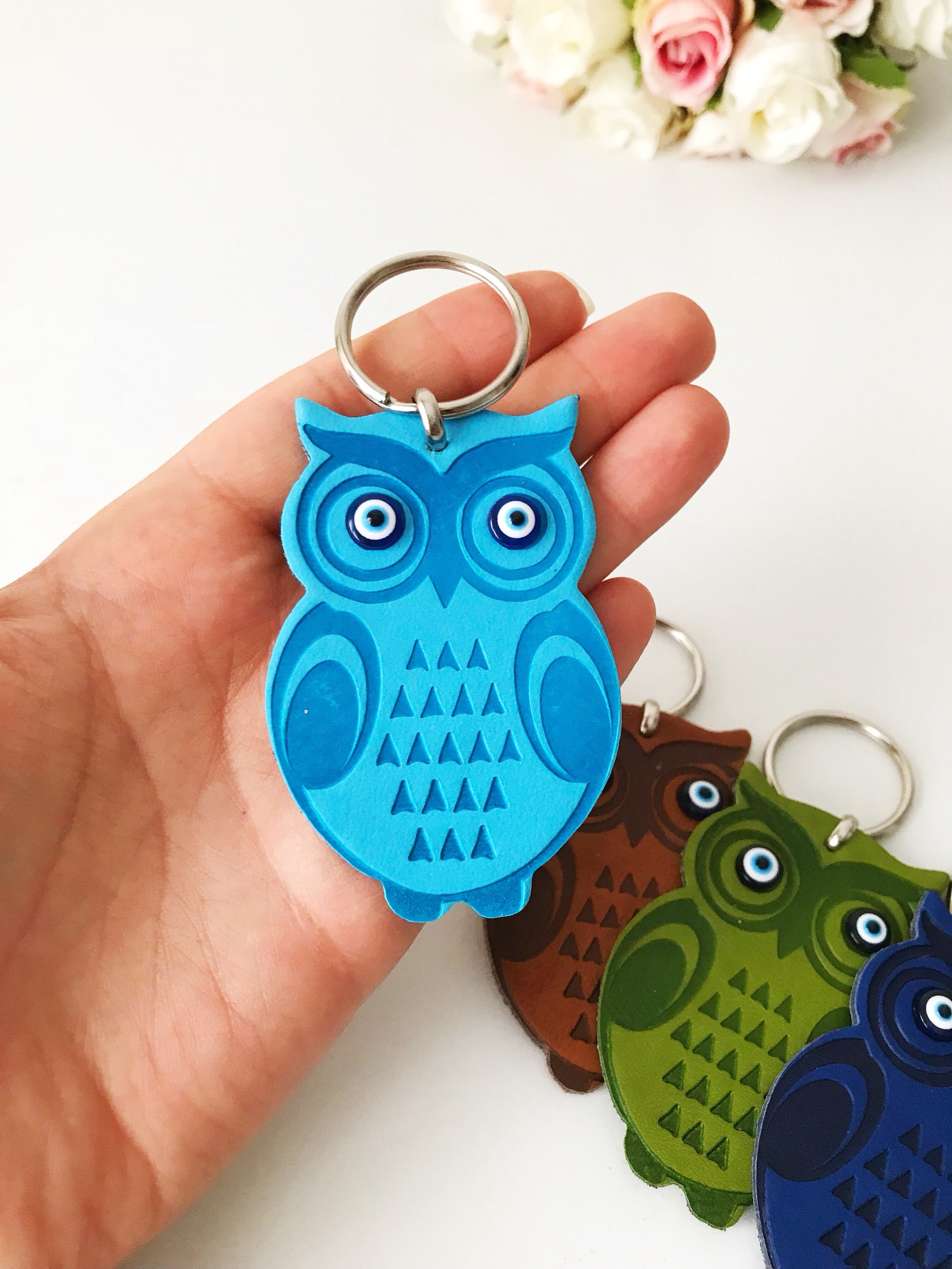 Owl keychain evil eye keychain owl gifts ow lover gift owl Etsy
