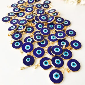 Blue evil eye bead, bulk, murano glass beads, evil eye pendant, evil eye charm, gold evil eye charm, 24K gold frame, malocchio, gold pendant Bild 5