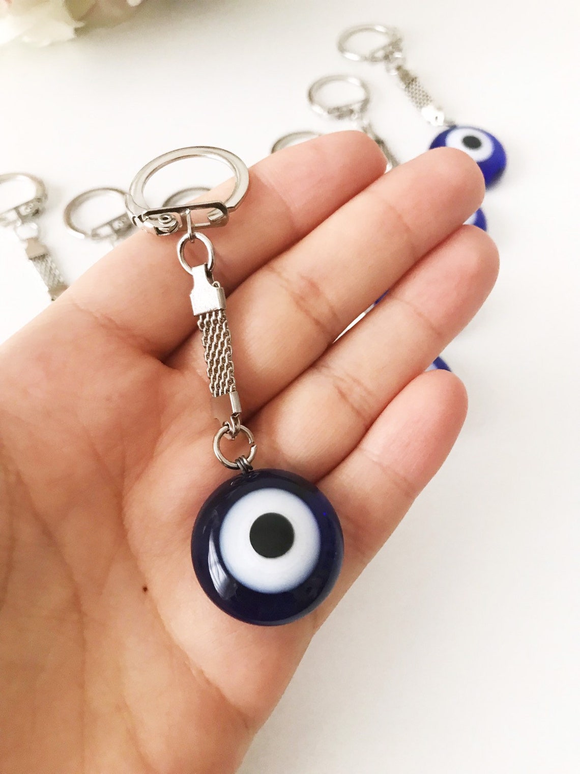 Evil eye keychain evil eye beads lucky evil eye keychain Etsy