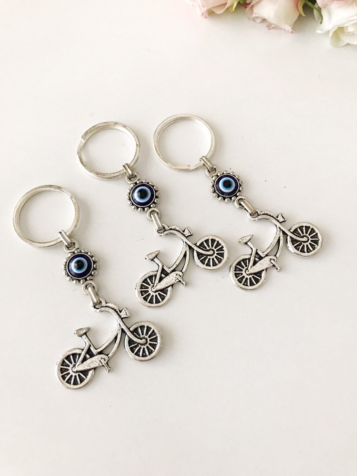 Evileyefavor Lucky Owl Keychain with Evil Eye Protection Blue