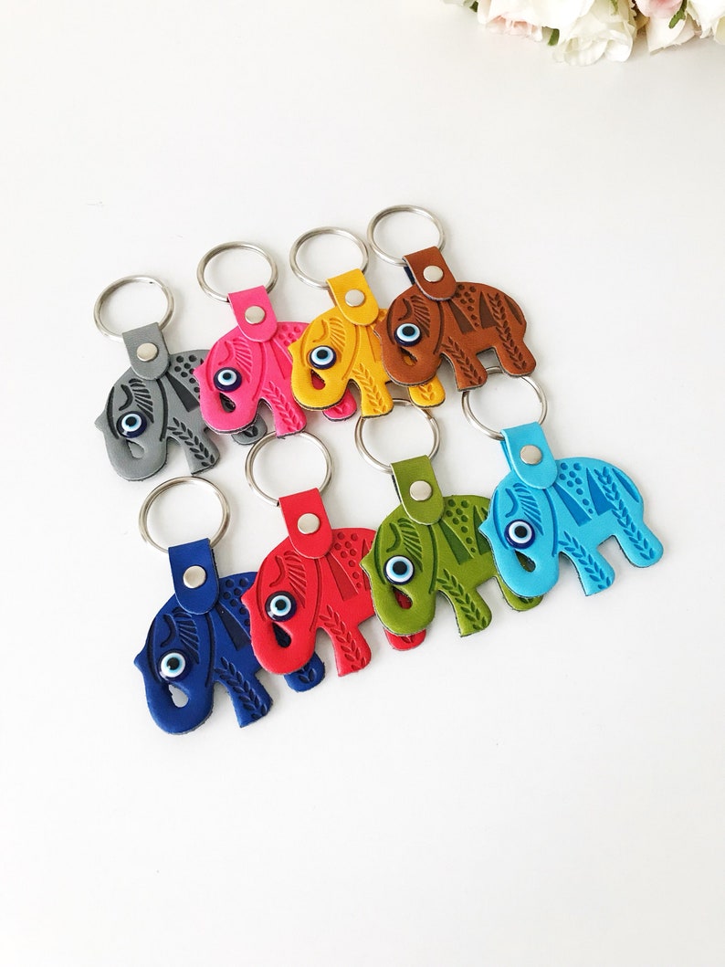 Elephant Keychain Evil Eye Keychain Elephant Keyrings Yoga Etsy