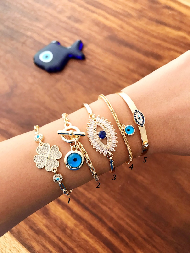 Evil Eye Bracelet Bangle Bracelet Gold Evil Eye Jewelry Etsy