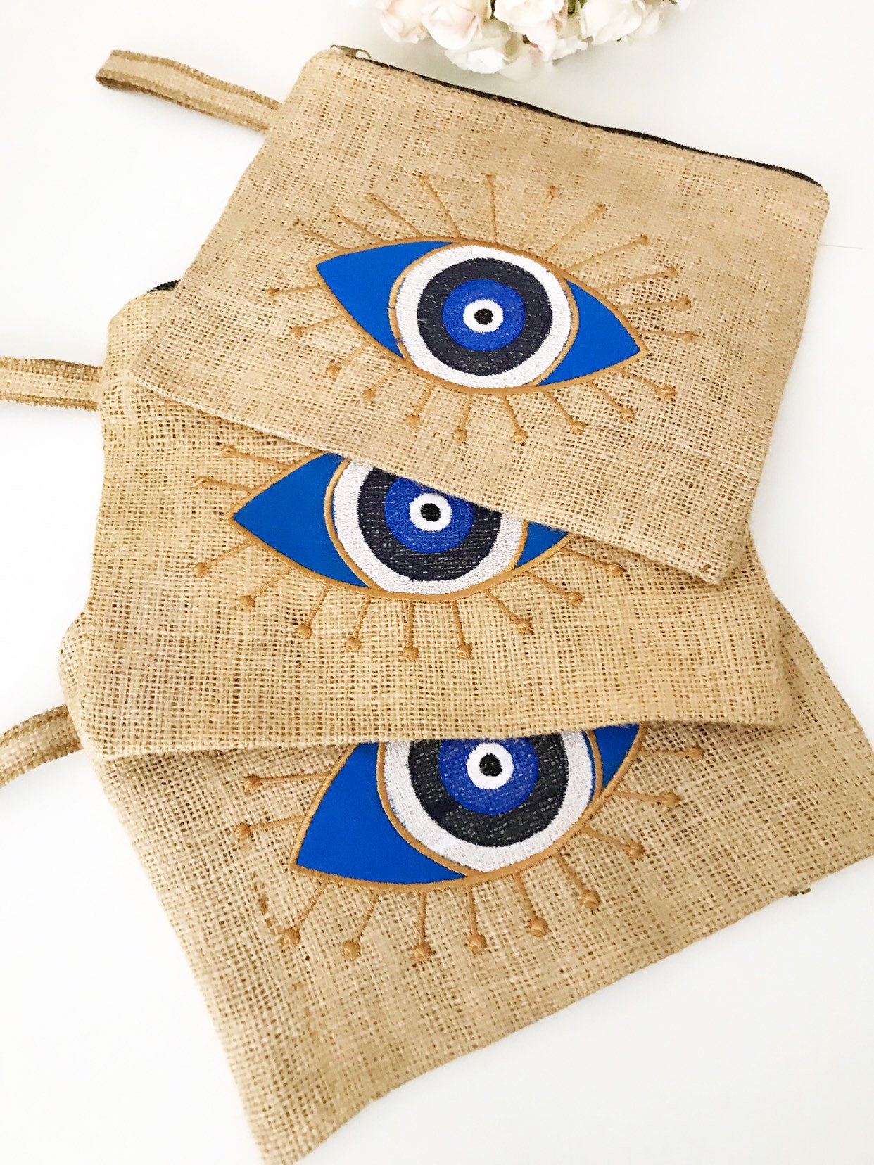Evil eye bag jute bag evil eye clutch bag evil eye beach Etsy