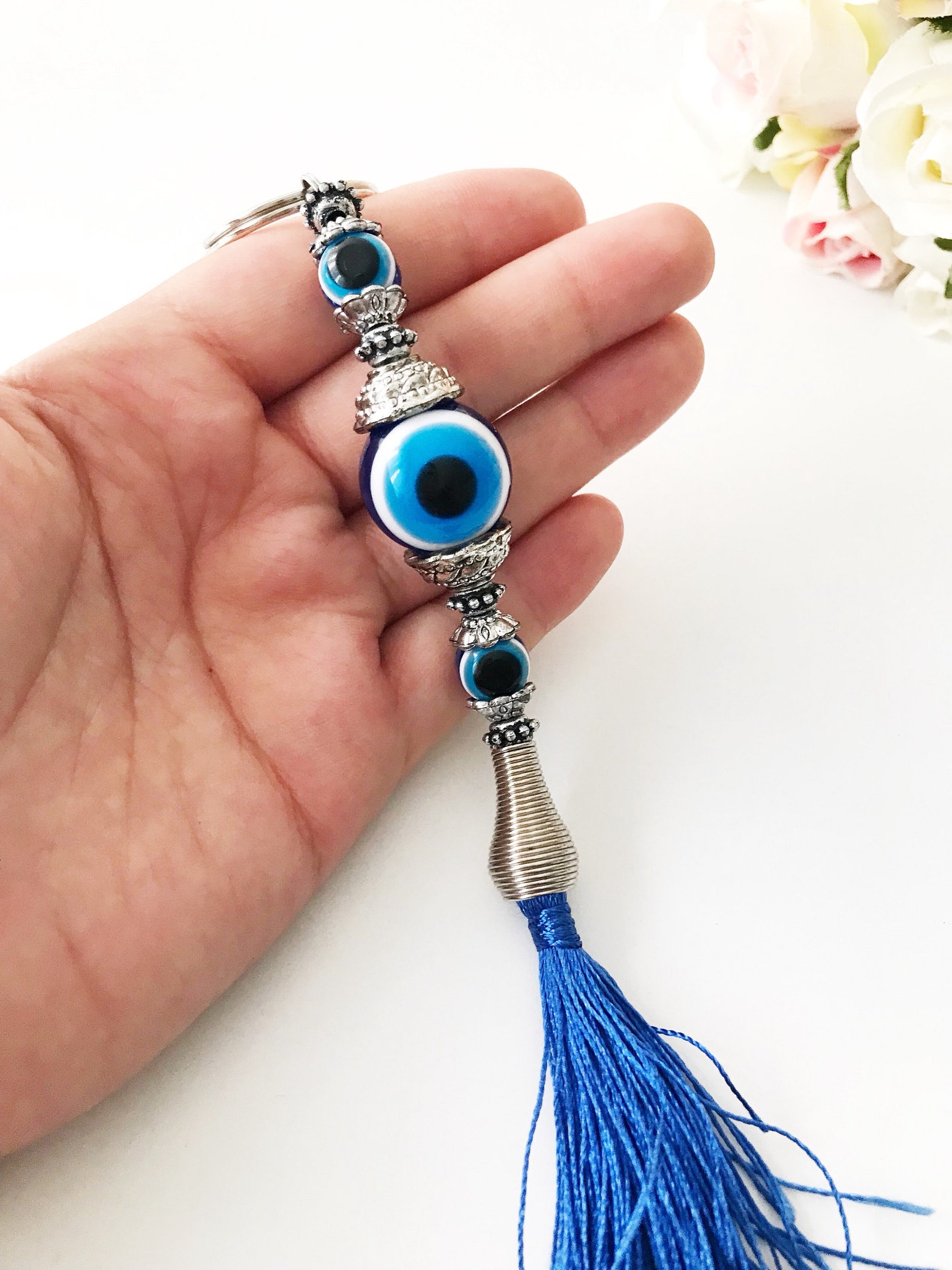 Evil Eye Key Chain Evil Eye Keychain Tassel Keychain Evil Etsy