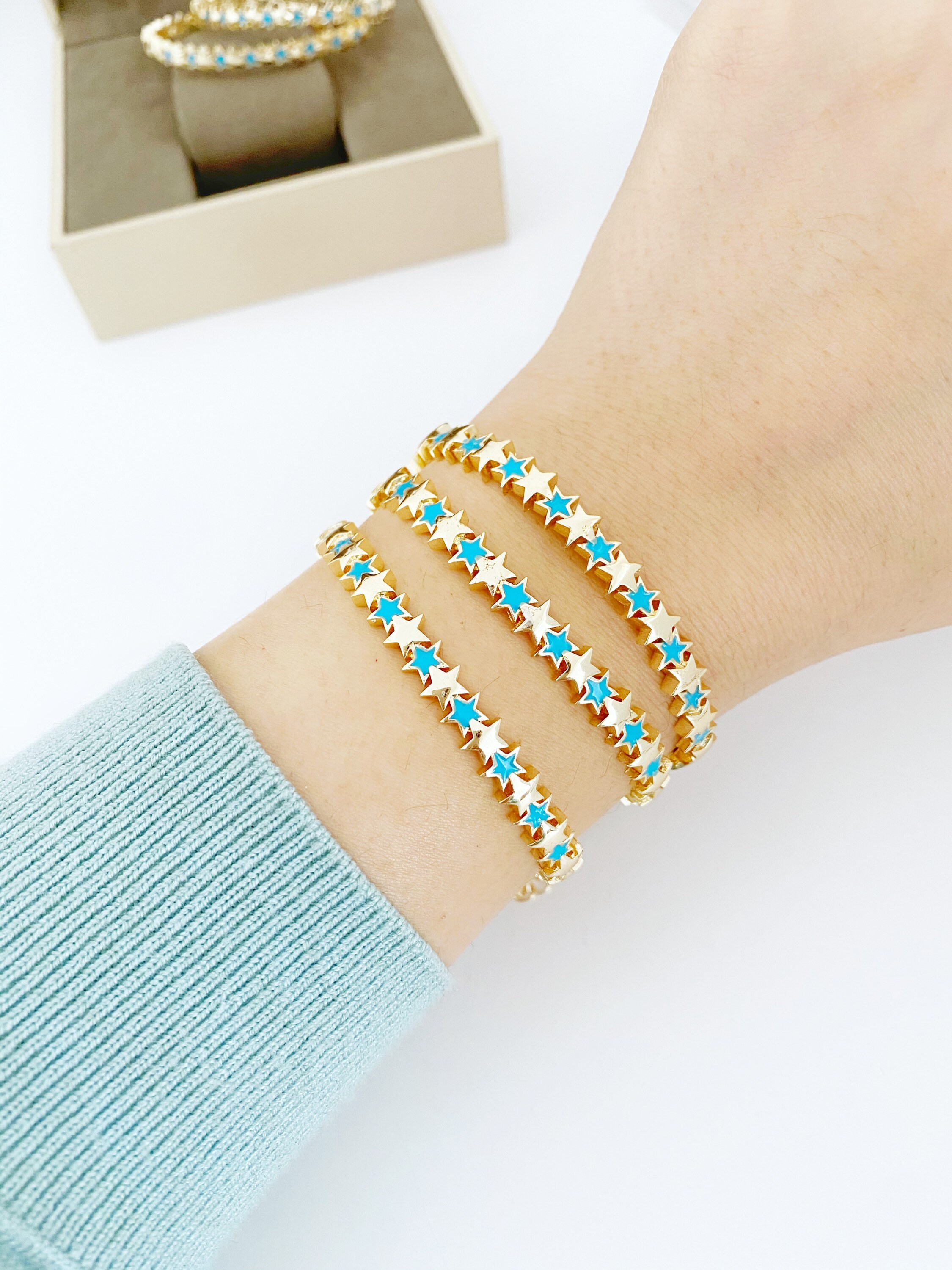 Star Cuff Bracelet Gold Cuff Bracelet Turquoise Star Charm Etsy