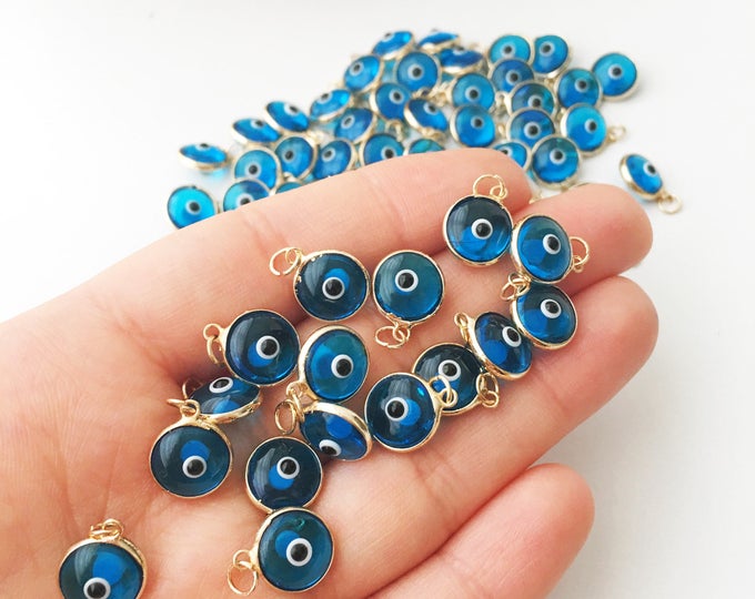Gold Plated Evil Eye Charm Enamel Evil Eye Charm Evil Eye Etsy