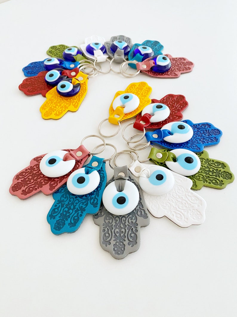 Evil Eye Beads Hamsa Evil Eye Keychain White Evil Eye Bead Etsy